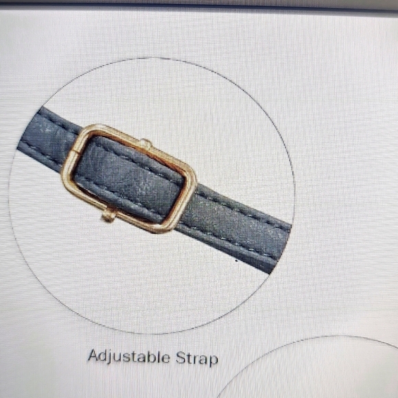 NWOT Deluxity Multi Pocket Double Zipper Blue Gray Crossbody Bag - Picture 6 of 9